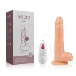 Pênis Rotativo Recarregável com Controle Real Dong Hot Bege - 17 cm x 3 cm